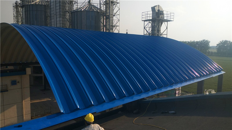 浙江麗水糧庫(kù)工程過道拱形屋頂施工案例